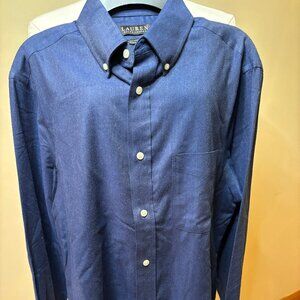 NWT Ralph Lauren Mens Soft Stretch Button Up Shirt, Small, Blue